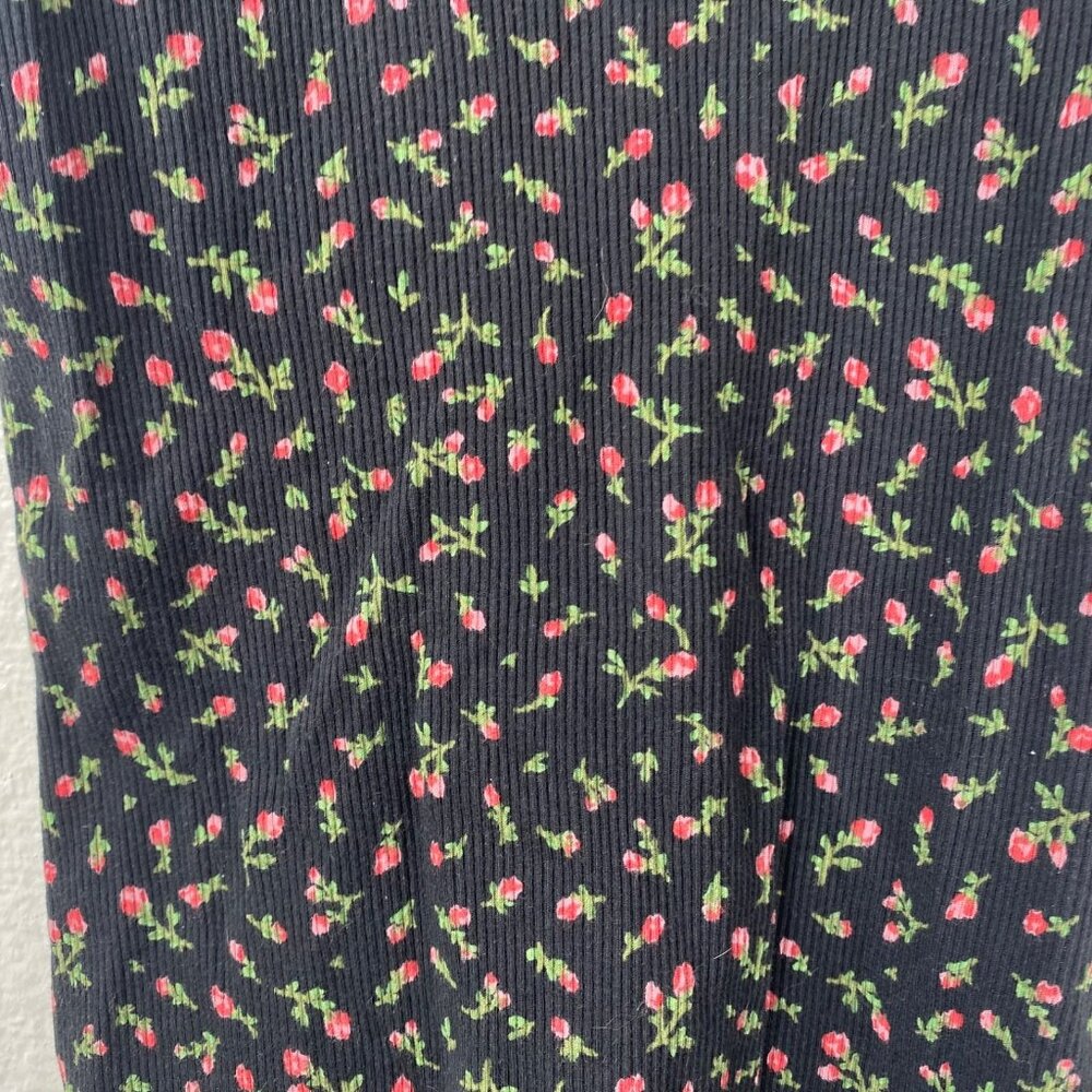 Levis Tank Top Women's Black Sz XS Ditzy Floral Rosebud Ribbed Cottage Core - Picture 4 of 7
